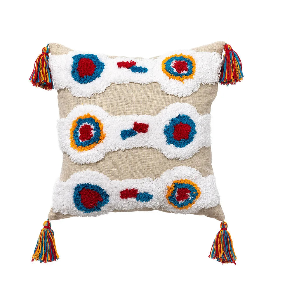 Bright Boho Pillow Case with Tassels