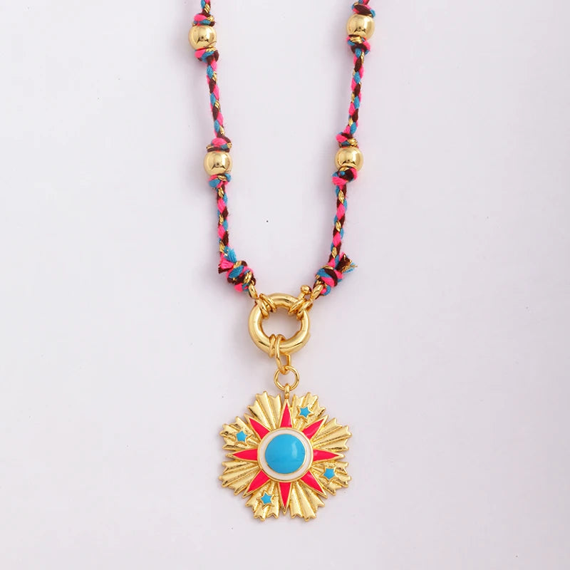 Celestial & Evil Eye Cord & Bead Necklace