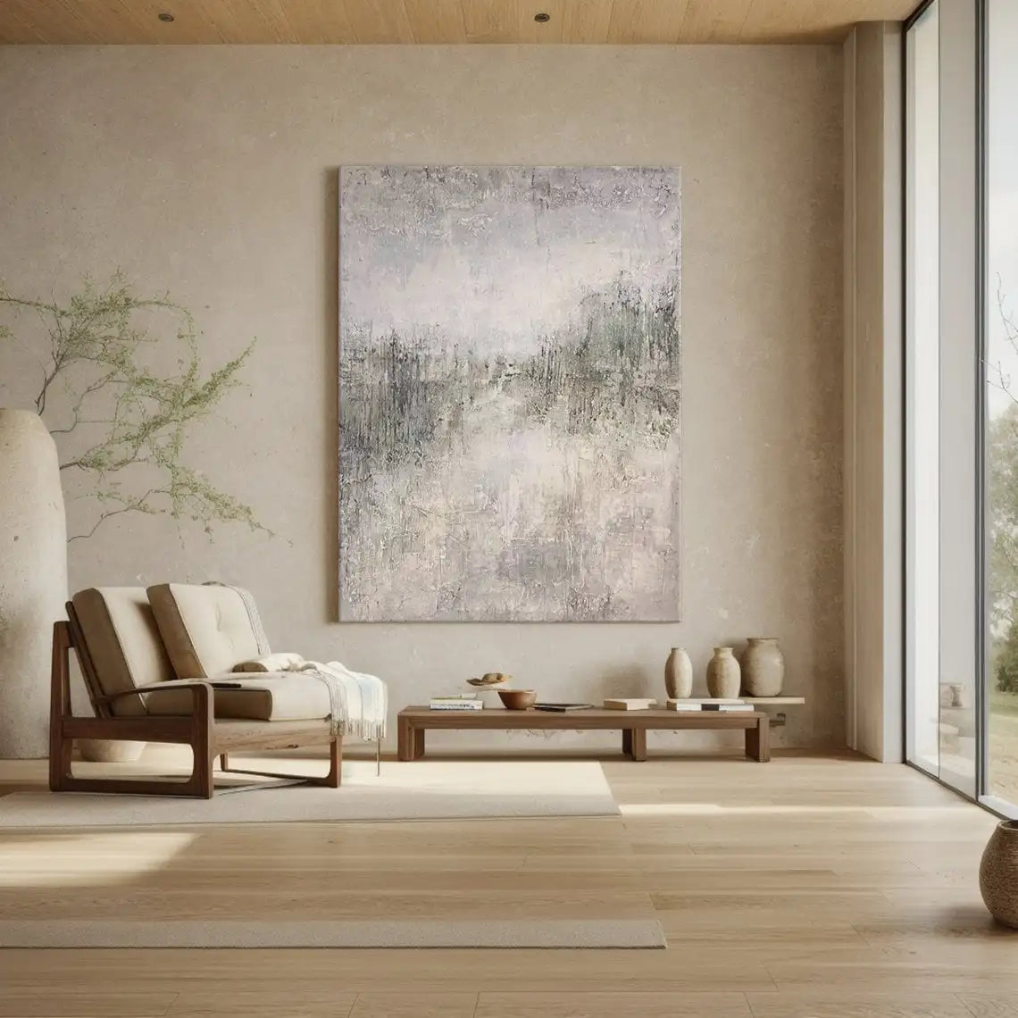 Neutral Minimalist Painting on Flat Canvas (no frame)
