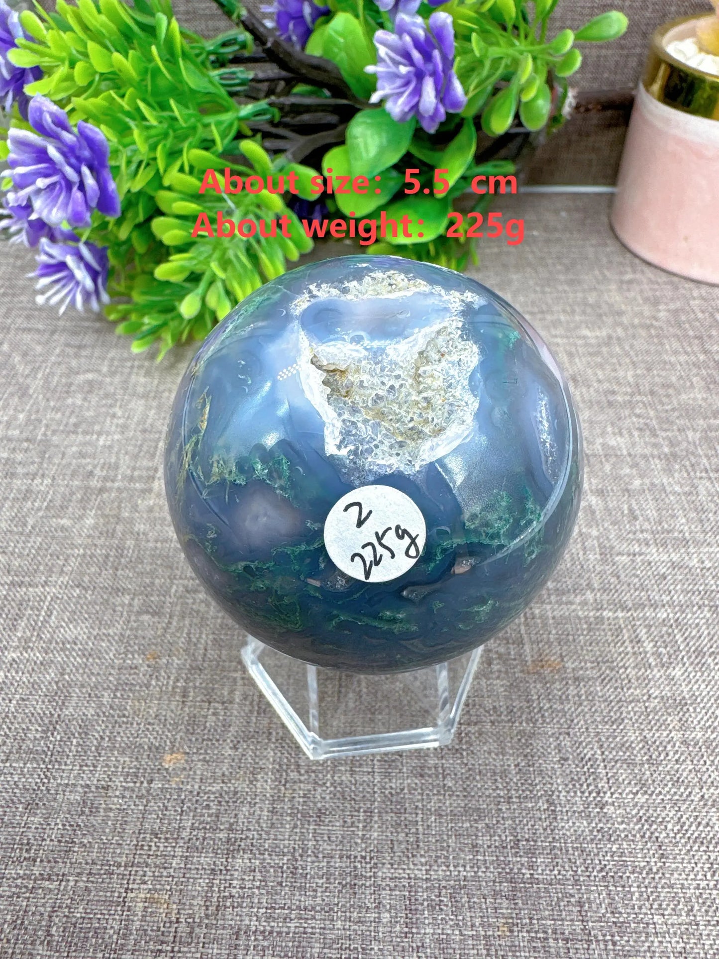 Moss Agate Druzy Sphere