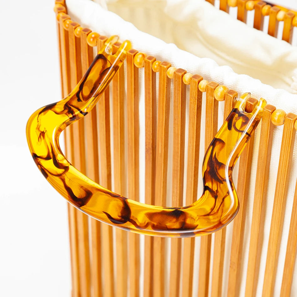 Bamboo Beach Bag with Acrylic Handle