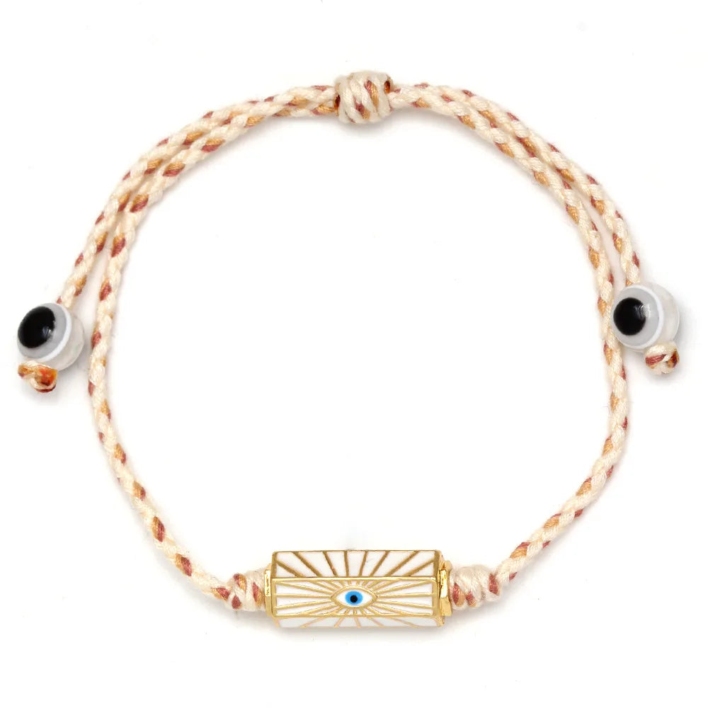 Adjustable Braided Rope Charm Bracelet