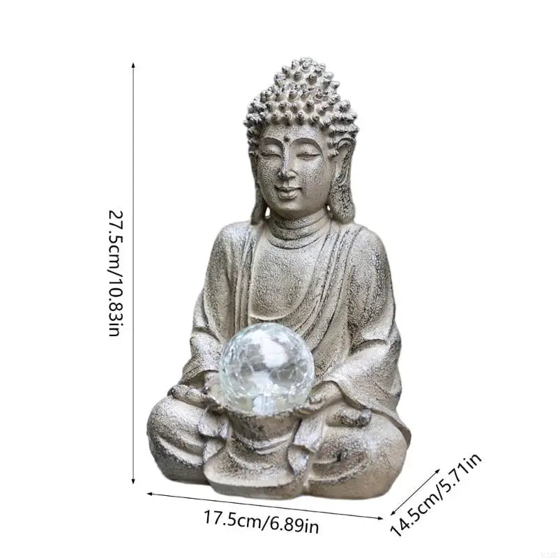 Resin Buddha Statue with Solar Lights
