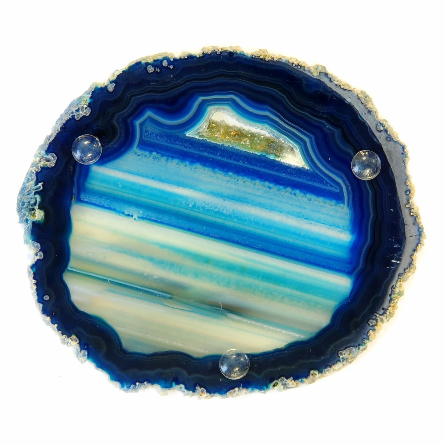 Blue Agate Coasters 4 Pcs with Rubber Bumper 3-3.5"