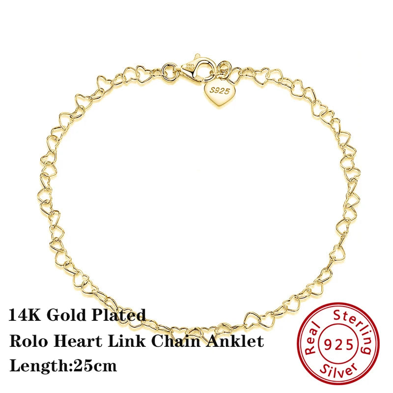 14K Gold Plated Sterling Silver Anklets (22 style options)