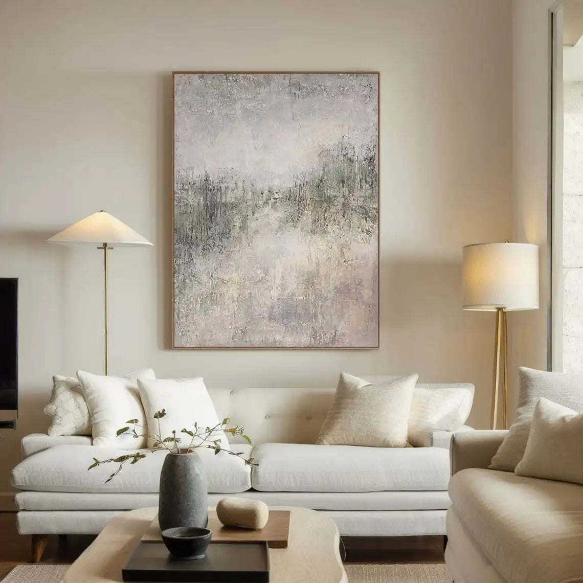 Neutral Minimalist Painting on Flat Canvas (no frame)