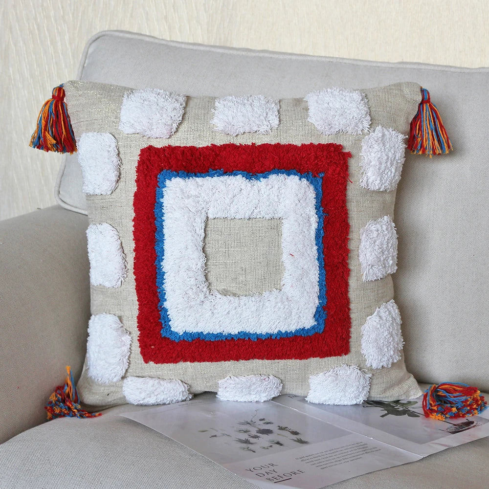 Bright Boho Pillow Case with Tassels