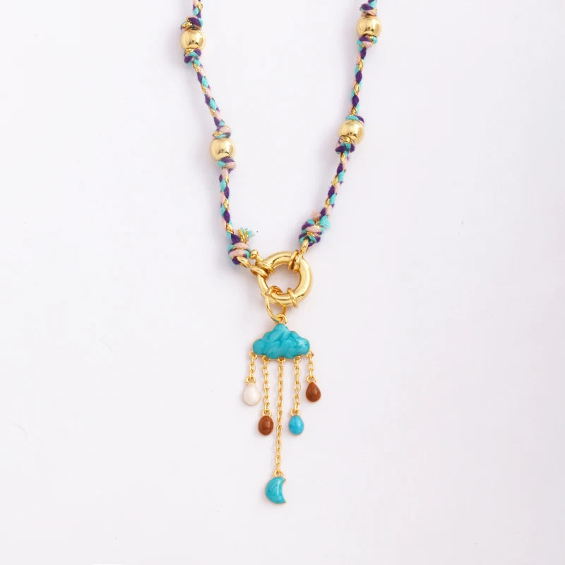 Celestial & Evil Eye Cord & Bead Necklace