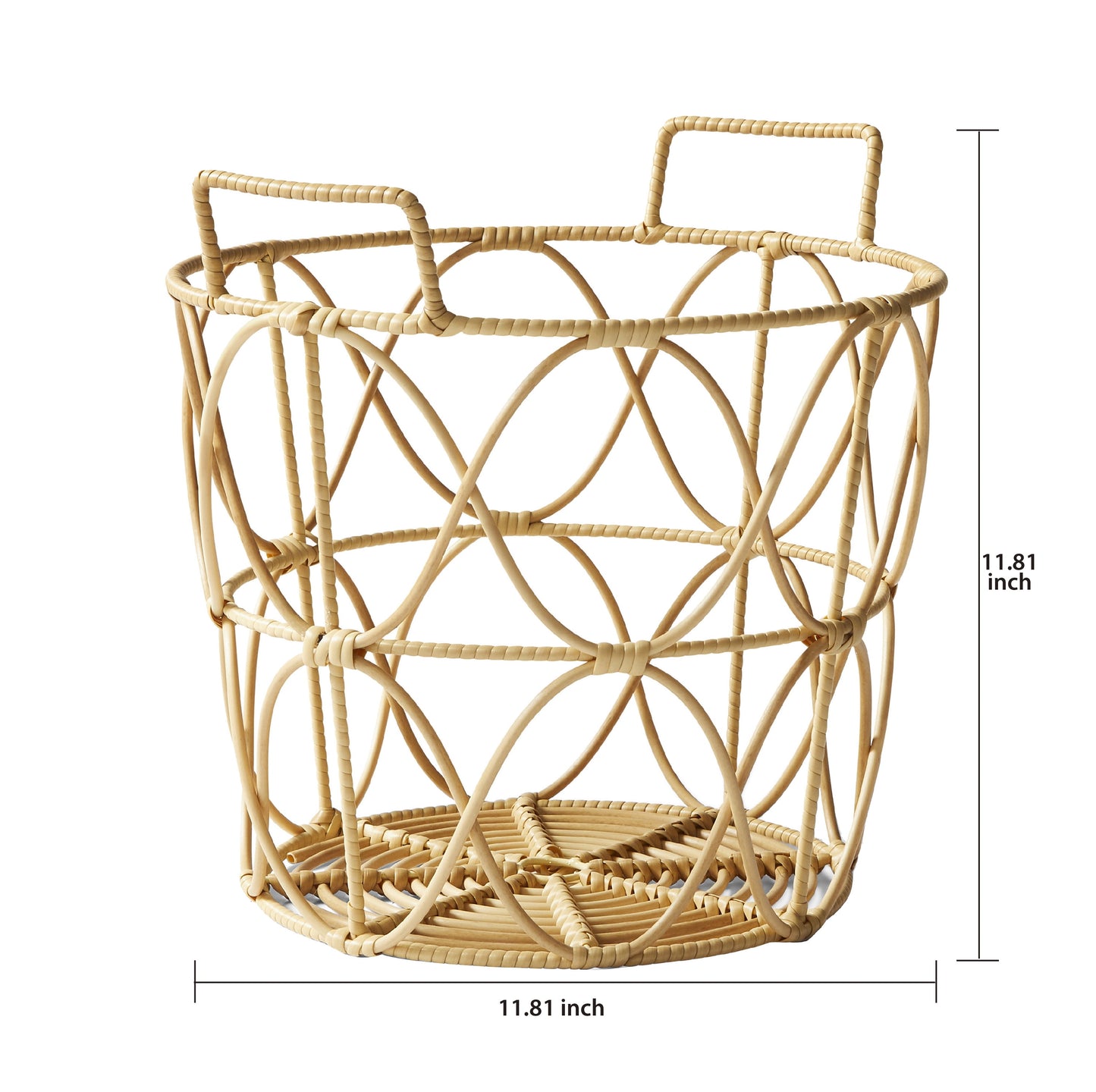 Medium Poly Rattan Open Weave Storage Basket with Handles, 2-Piece Set