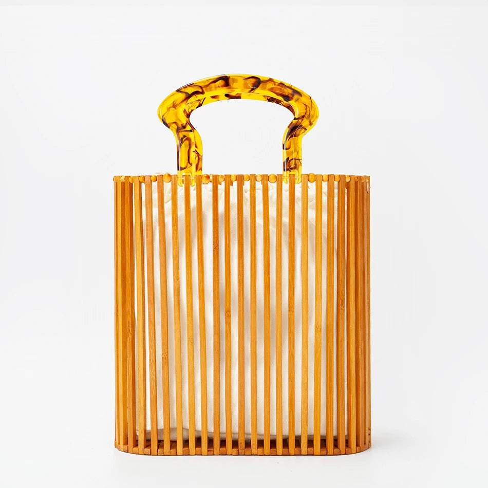 Bamboo Beach Bag with Acrylic Handle