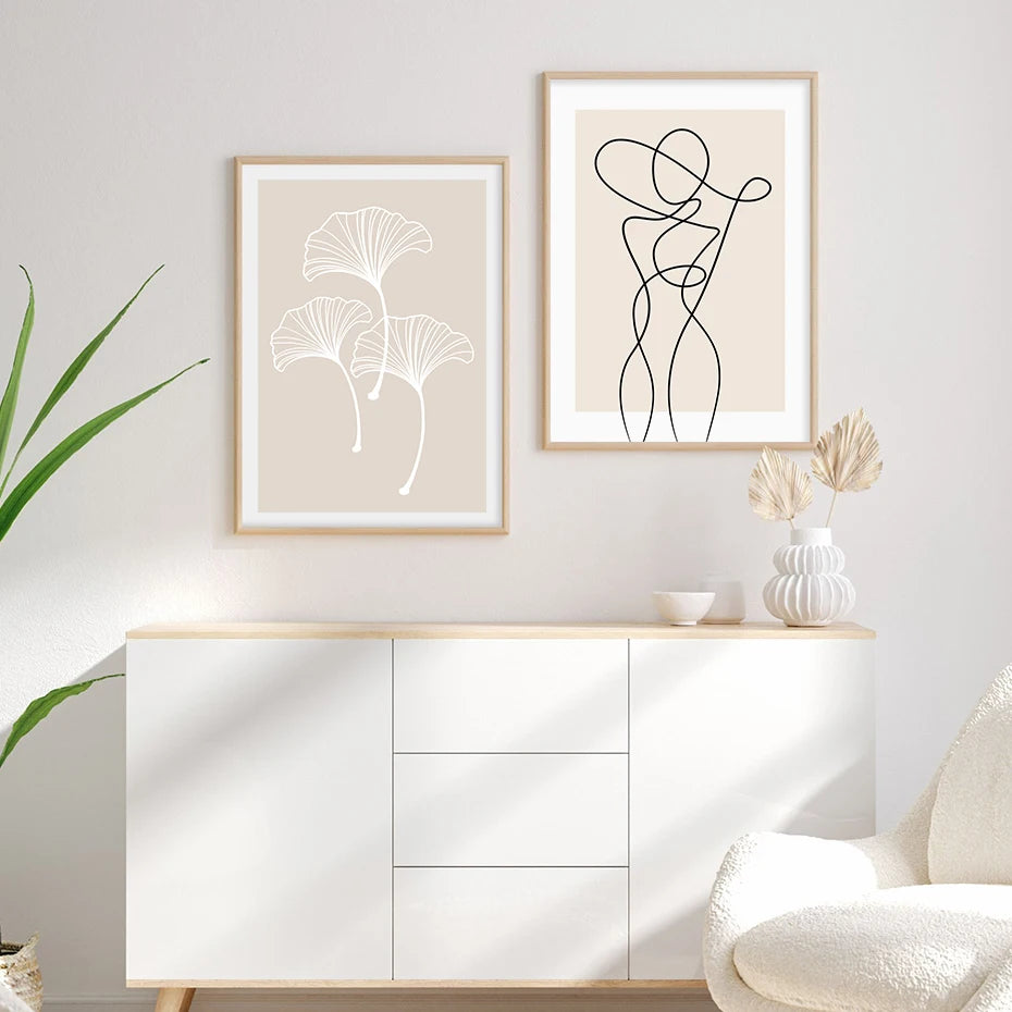 Neutral Abstract Boho Wall Poster Prints
