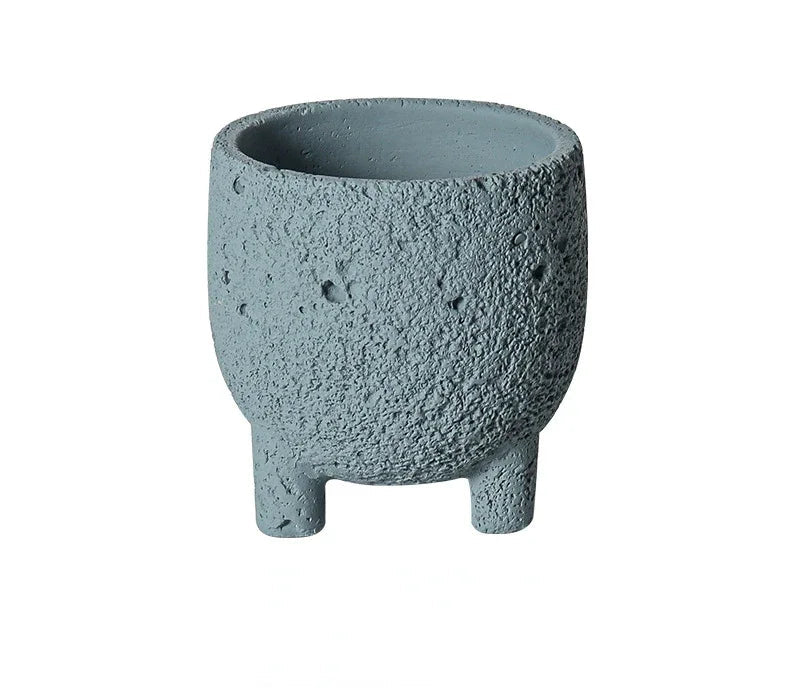 Volcanic Stone Cement Flower Pot with Feet