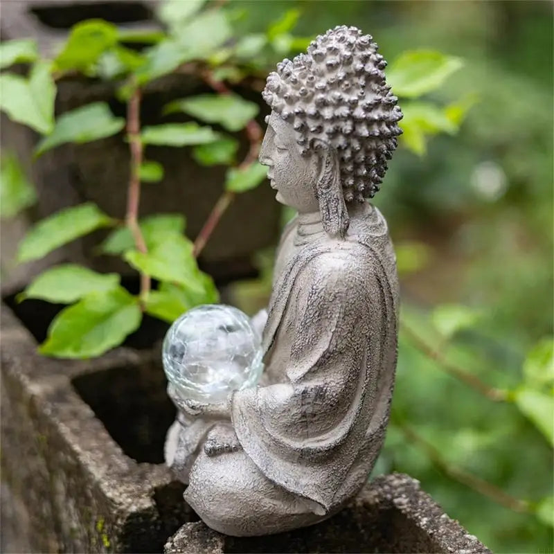 Resin Buddha Statue with Solar Lights
