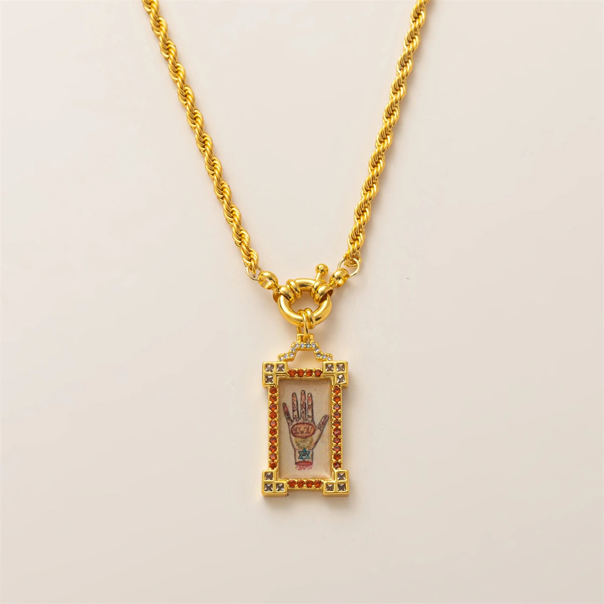 Gold-plated Bohemian Tarot Card Necklace