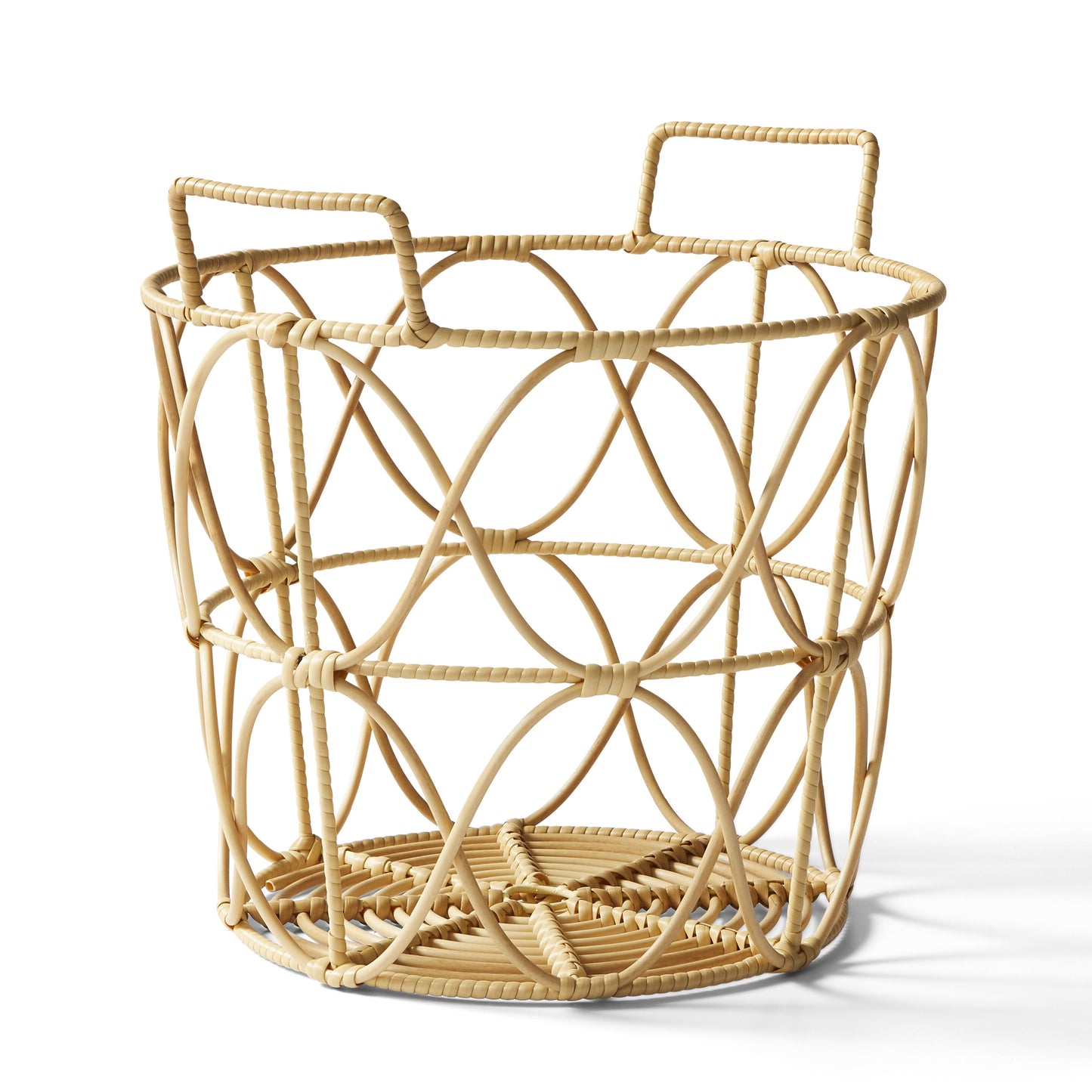 Medium Poly Rattan Open Weave Storage Basket with Handles, 2-Piece Set