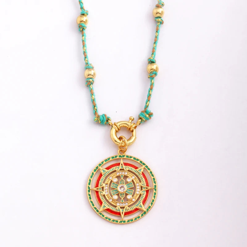 Celestial & Evil Eye Cord & Bead Necklace