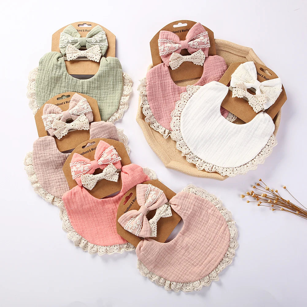 Muslin Baby Bib & Bows