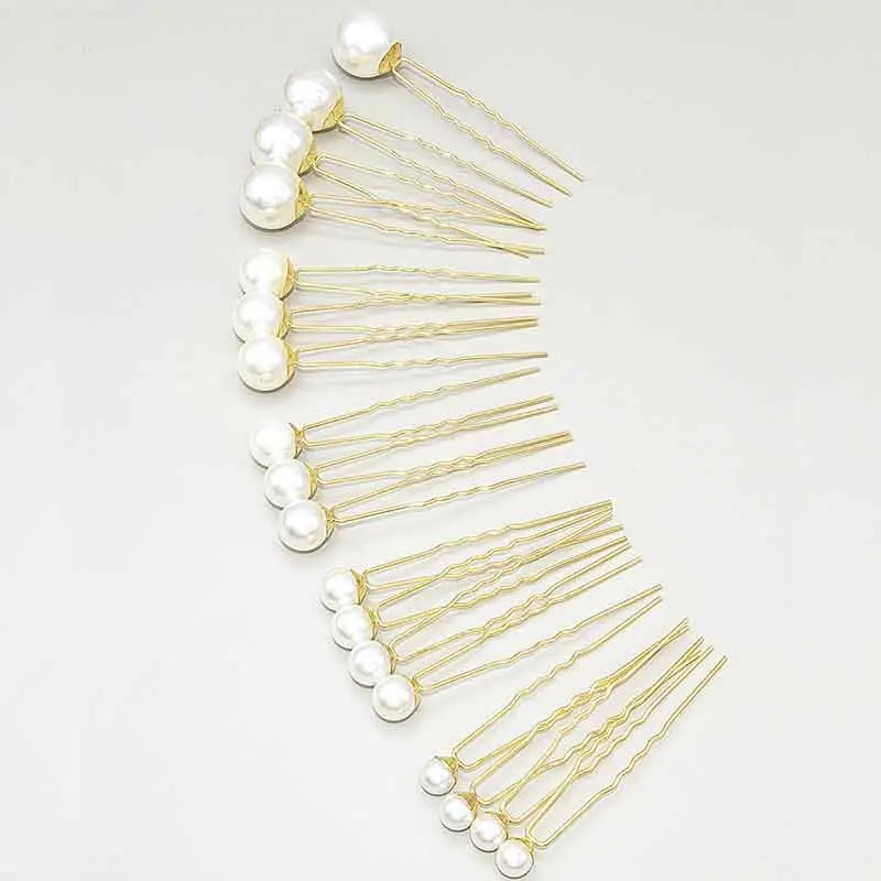 U-Shaped Pearl Hairpins (18 pieces)