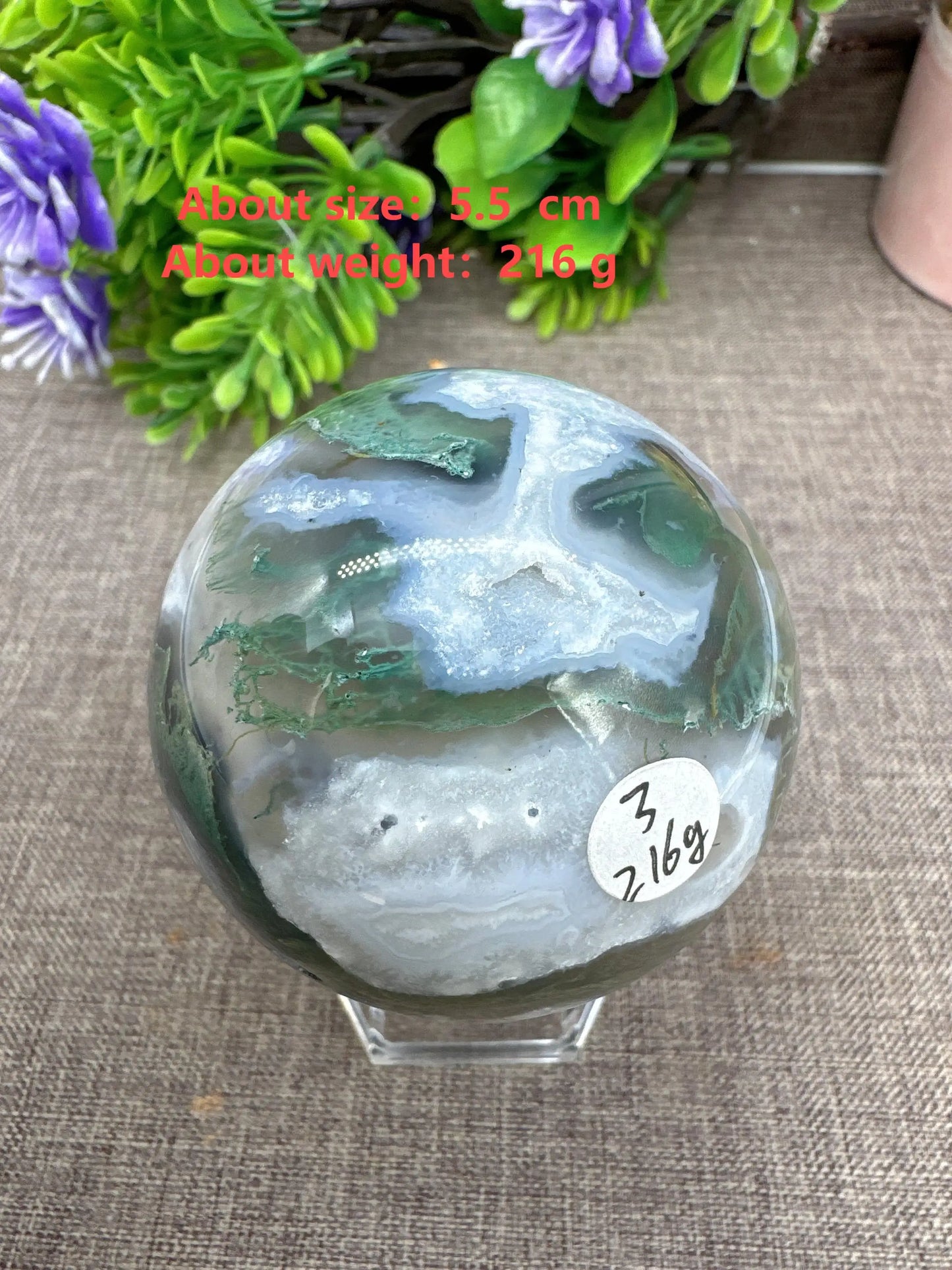Moss Agate Druzy Sphere