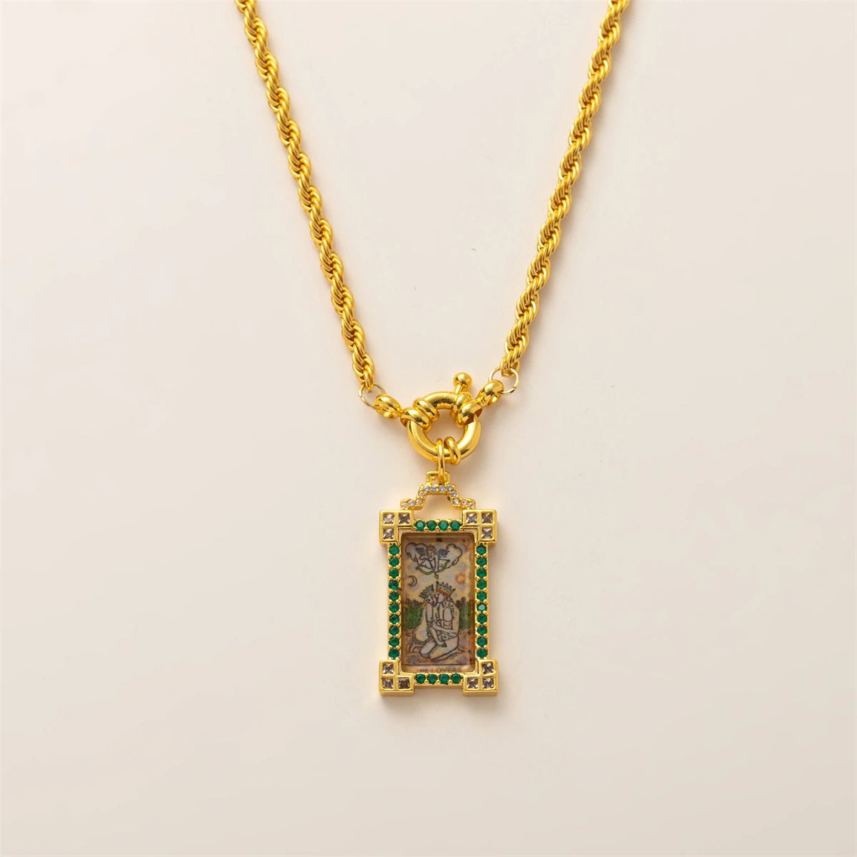 Gold-plated Bohemian Tarot Card Necklace