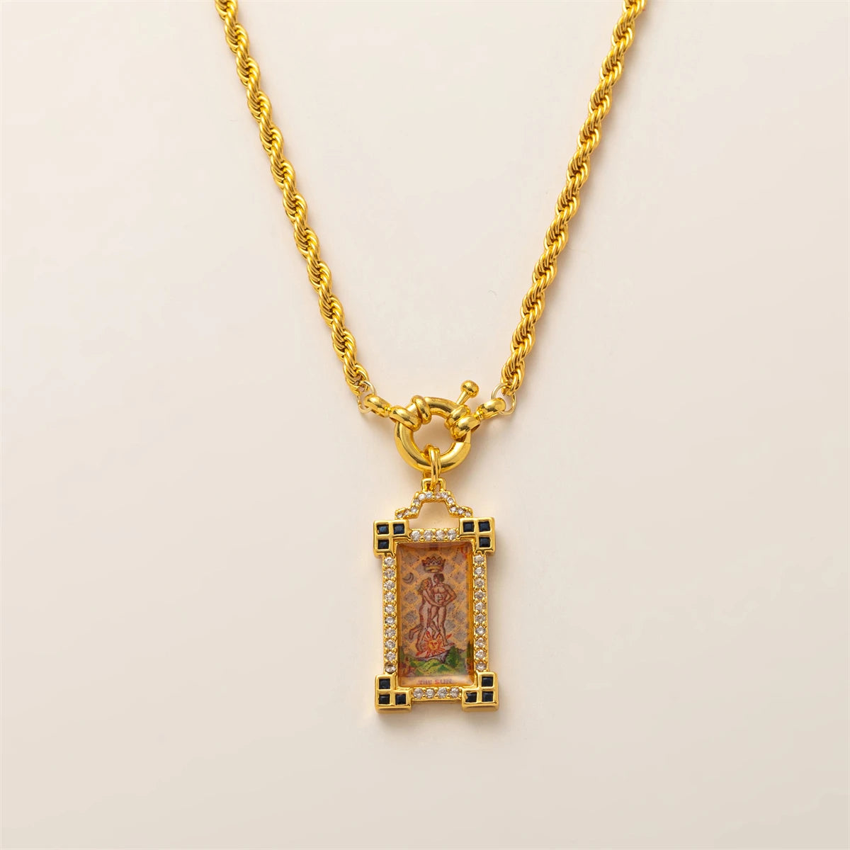 Gold-plated Bohemian Tarot Card Necklace