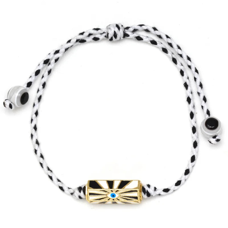 Adjustable Braided Rope Charm Bracelet