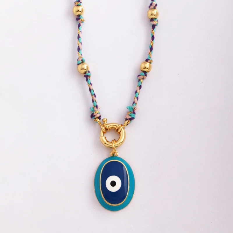 Celestial & Evil Eye Cord & Bead Necklace