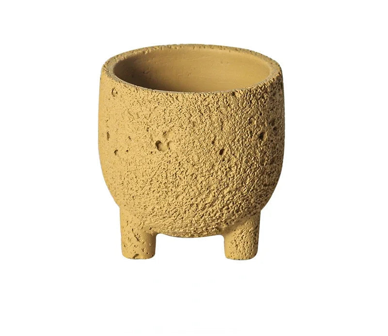 Volcanic Stone Cement Flower Pot with Feet