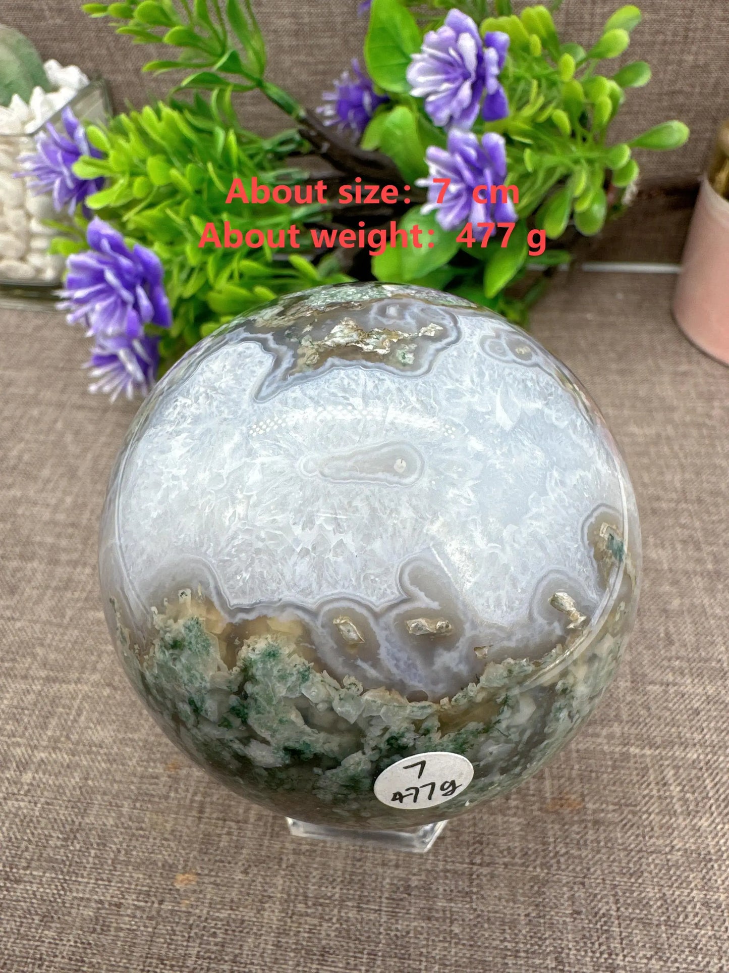 Moss Agate Druzy Sphere