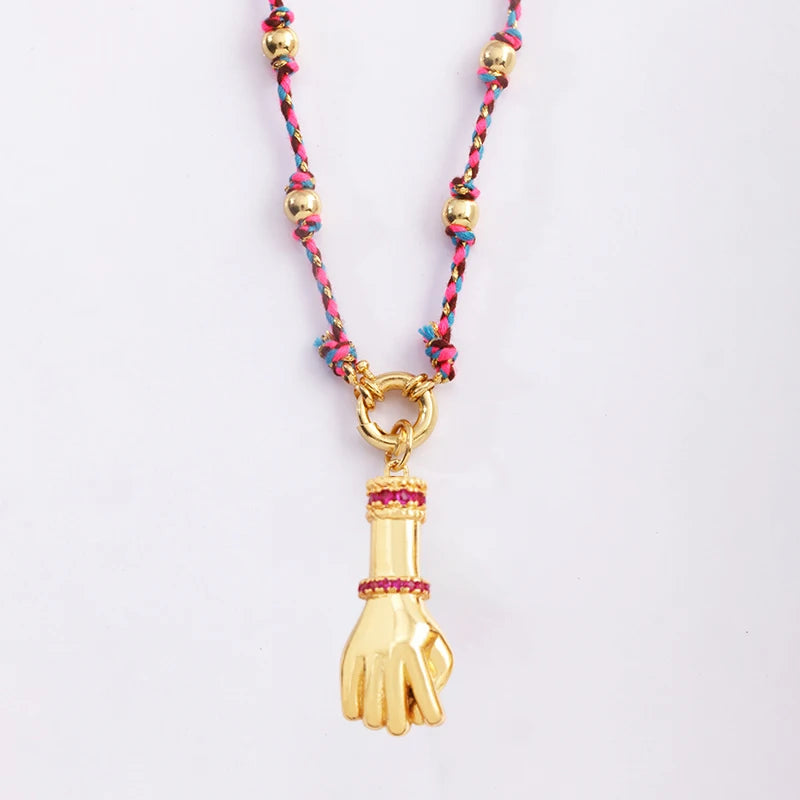 Celestial & Evil Eye Cord & Bead Necklace