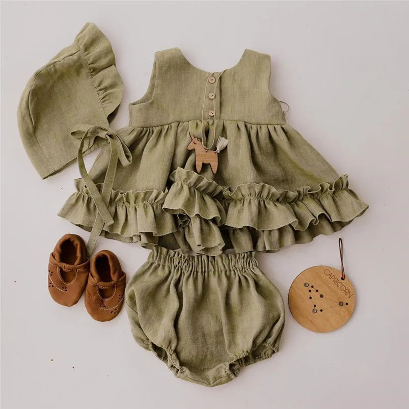 Baby Girls Ruffled Dress & Bloomers