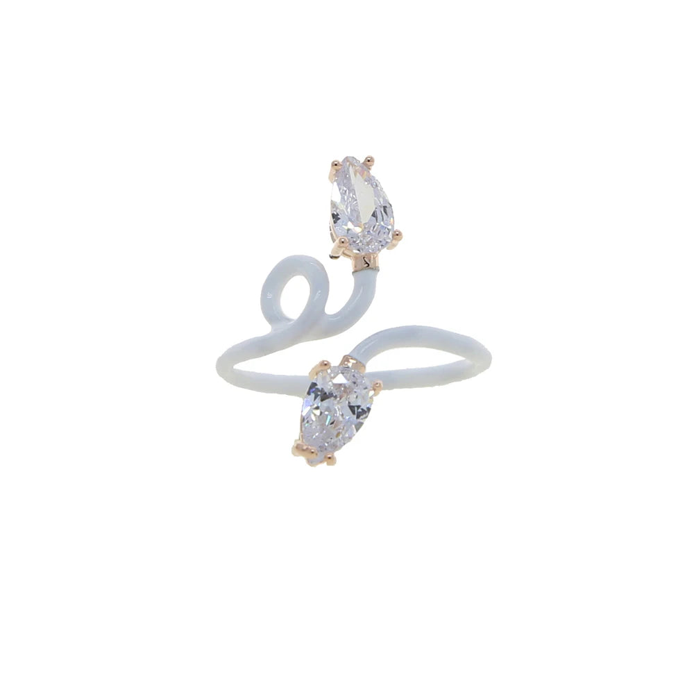 Tear Drop Cubic Zirconia & Enamel Ring