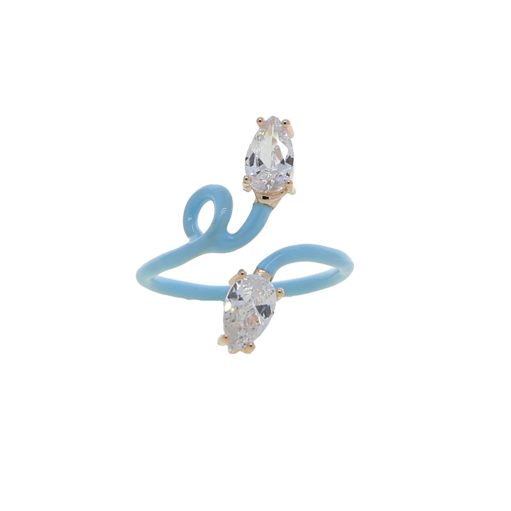 Tear Drop Cubic Zirconia & Enamel Ring