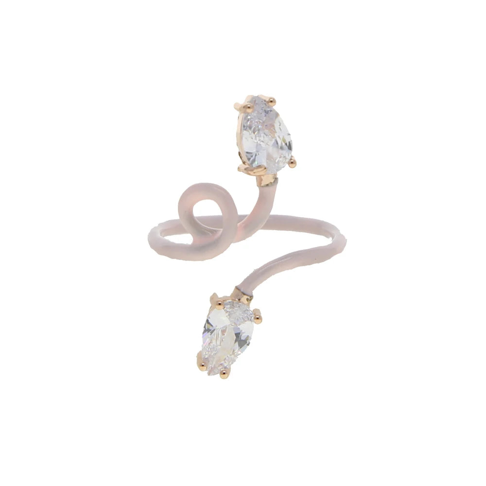 Tear Drop Cubic Zirconia & Enamel Ring