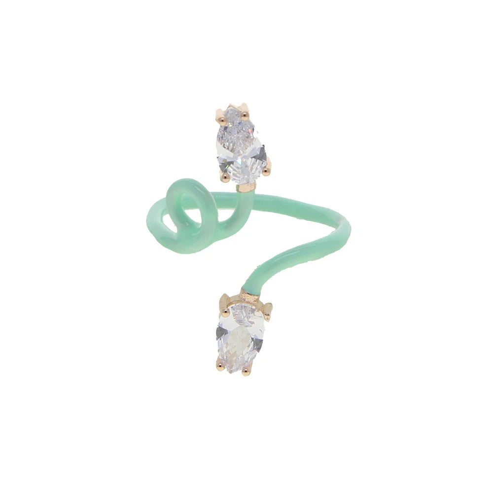 Tear Drop Cubic Zirconia & Enamel Ring