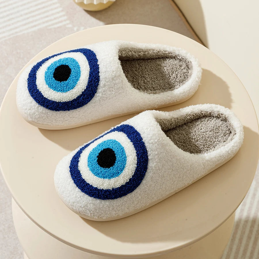 Evil Eye Fuzzy Slippers