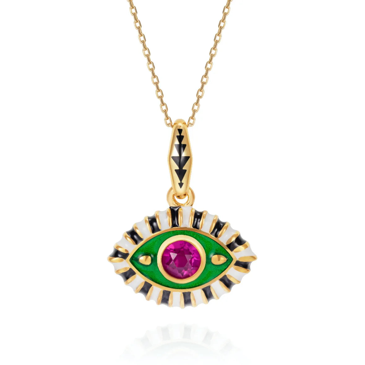 Stainless Steel Colorful Evil Eye Pendant Necklace