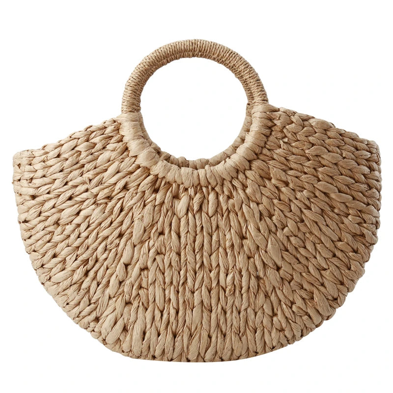 Rattan Half-Moon Handbag