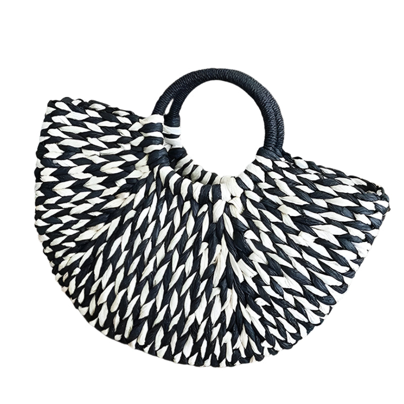 Rattan Half-Moon Handbag