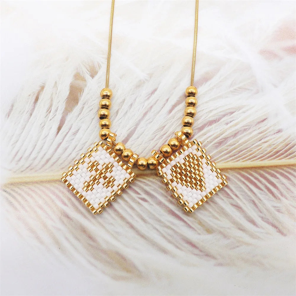 Beaded Heart & Cross Necklace (12 color options)