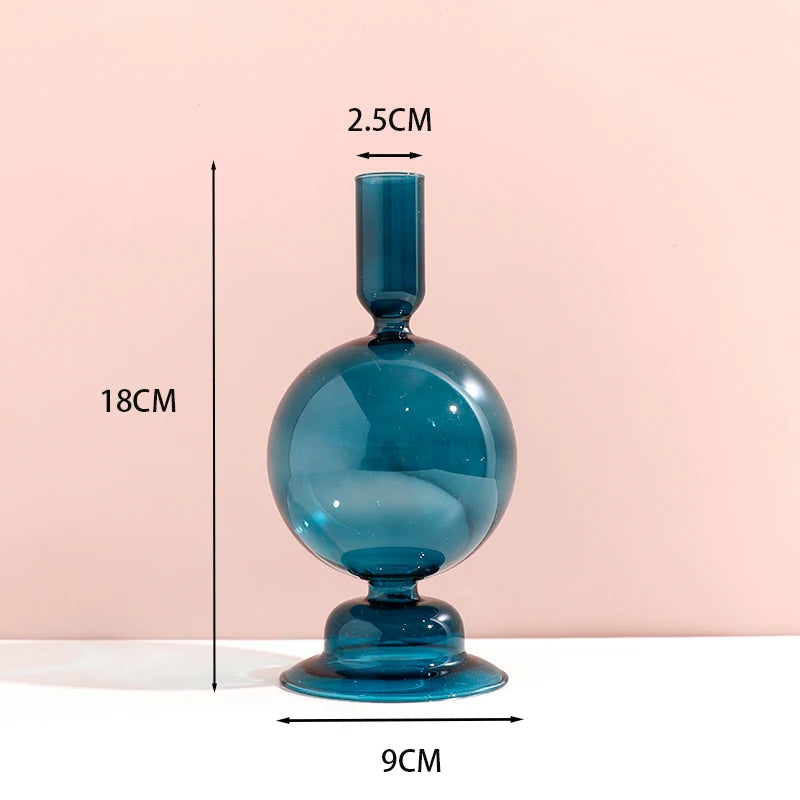Glass Candle Holders (Teal, Clear, Pink)