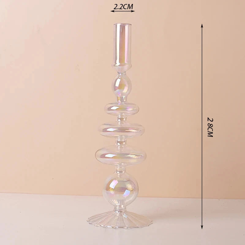 Glass Candle Holders (Teal, Clear, Pink)