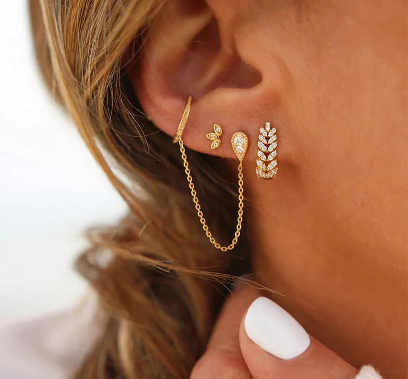 Gold-plated Chain & Stud Earrings (various styles)