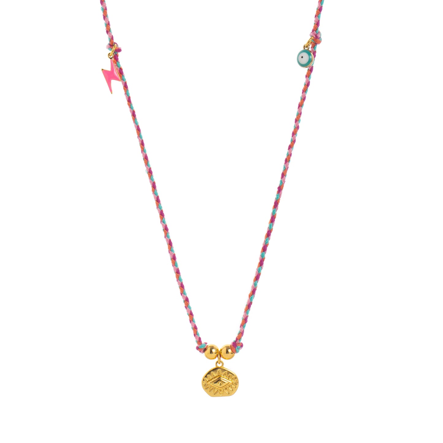 Woven Thread Evil Eye & Horn Necklaces