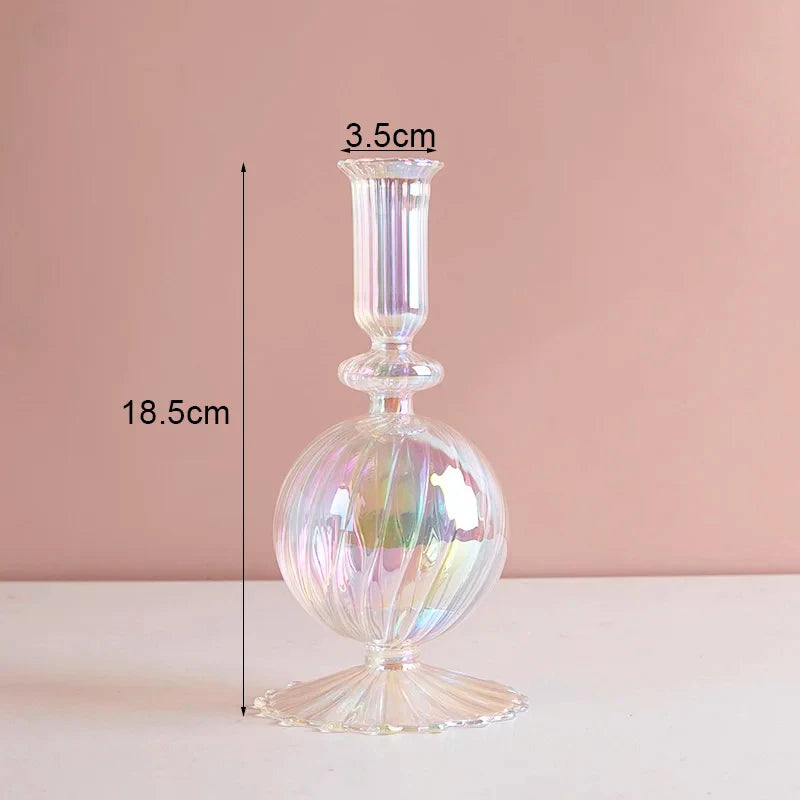Glass Candle Holders (Teal, Clear, Pink)