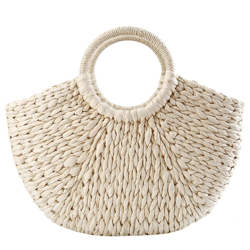 Rattan Half-Moon Handbag