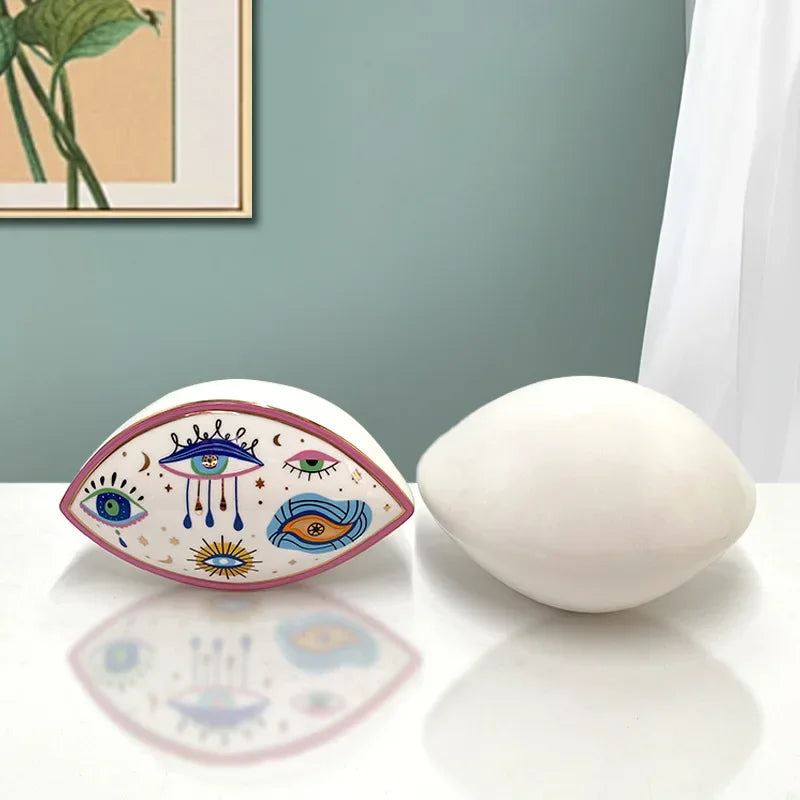 Ceramic & Enamel Evil Eye Sculpture