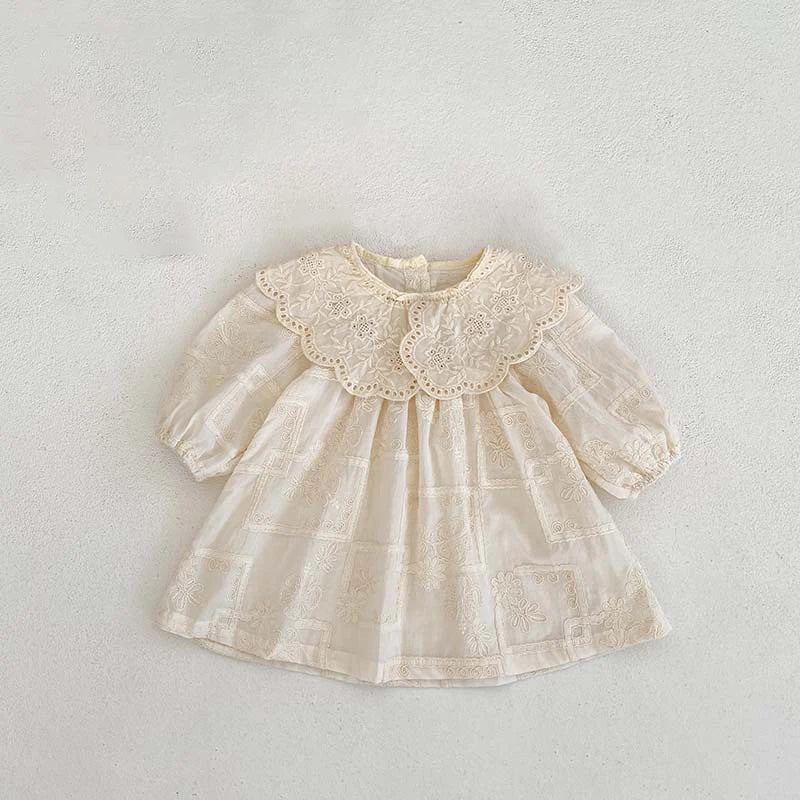 Baby Girl's Cream Embroidered Dress or Romper