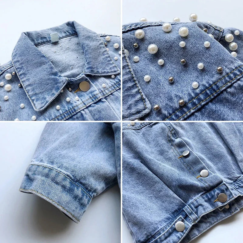 Little Girl's Jean Jacket with Pearls