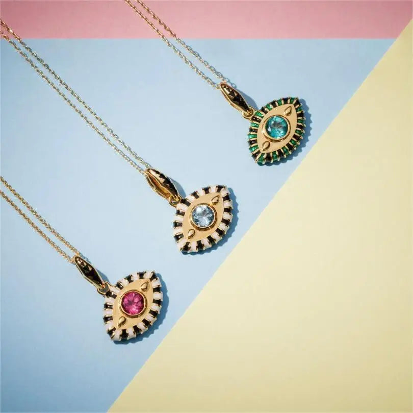 Stainless Steel Colorful Evil Eye Pendant Necklace